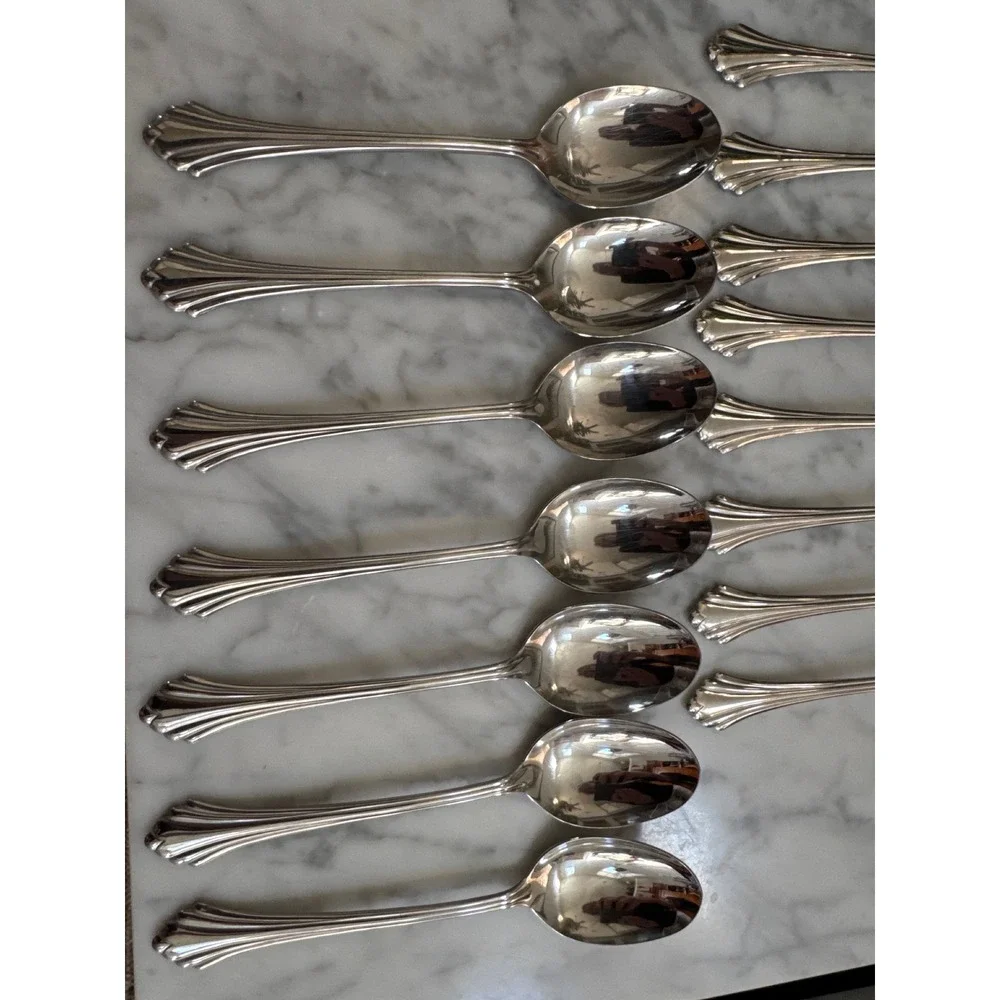 Oneida Bancroft Stainless Steel Flatware Set 39pc Service for 8 USA Art Deco EUC